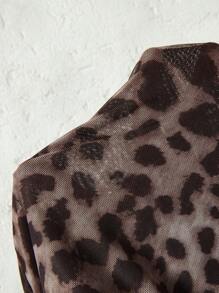 SHEIN LUNE Body mujer de cuello alto con estampado de leopardo