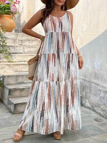 SHEIN VCAY Váy đi nghỉ thường ngày chắp vá cỡ lớn, tối giản & thời trang, mặc hàng ngày - Nhiều màu - Xem 3