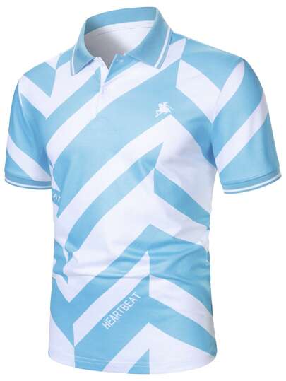 Manfinity Homme Men's Business Commuting And Casual Daily Wear, Color-Blocked Short-Sleeve Polo Shirt, Gift For Boyfriends Or Husbands, For Golf