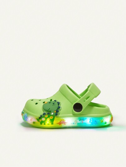 Cozy Pixies Toddler Boys' Comfortable Fashion Green Dinosaur Cartoon Cute Lightweight Breathable Sandals For Summer