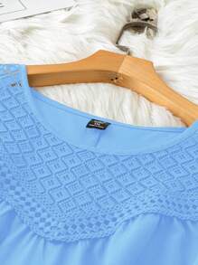 SHEIN LUNE Áo ba lỗ cổ tròn rộng rãi thường ngày đa năng cho nữ cỡ lớn - Màu xanh lam - Xem 4