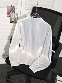 GlowEve Women's Simple Solid Color Casual Daily Shirt Fall Cloth For Women - White - View 2