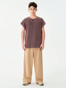 SHEIN Teen Boy Casual Faded & Distressed Wide Strap Tank Top