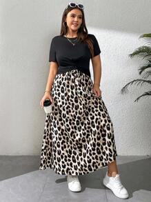 SHEIN Essnce 大码女士度假装、沙滩装、女士两件套套装、姐妹装、女士夏季服装、女士沙滩装、女士春假太阳裙、春假连衣裙 - 黑色 - 查看 2