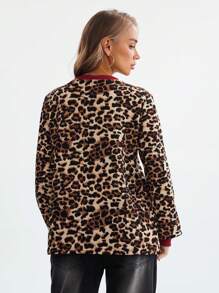 Wildy Women's Leopard Print Bowknot Casual Pullover Hoodie, Spring Collection Bow Top Leopard Print Graduation,Back To School Outfits,Graduation,Teacher Outfits For Women,Back To School