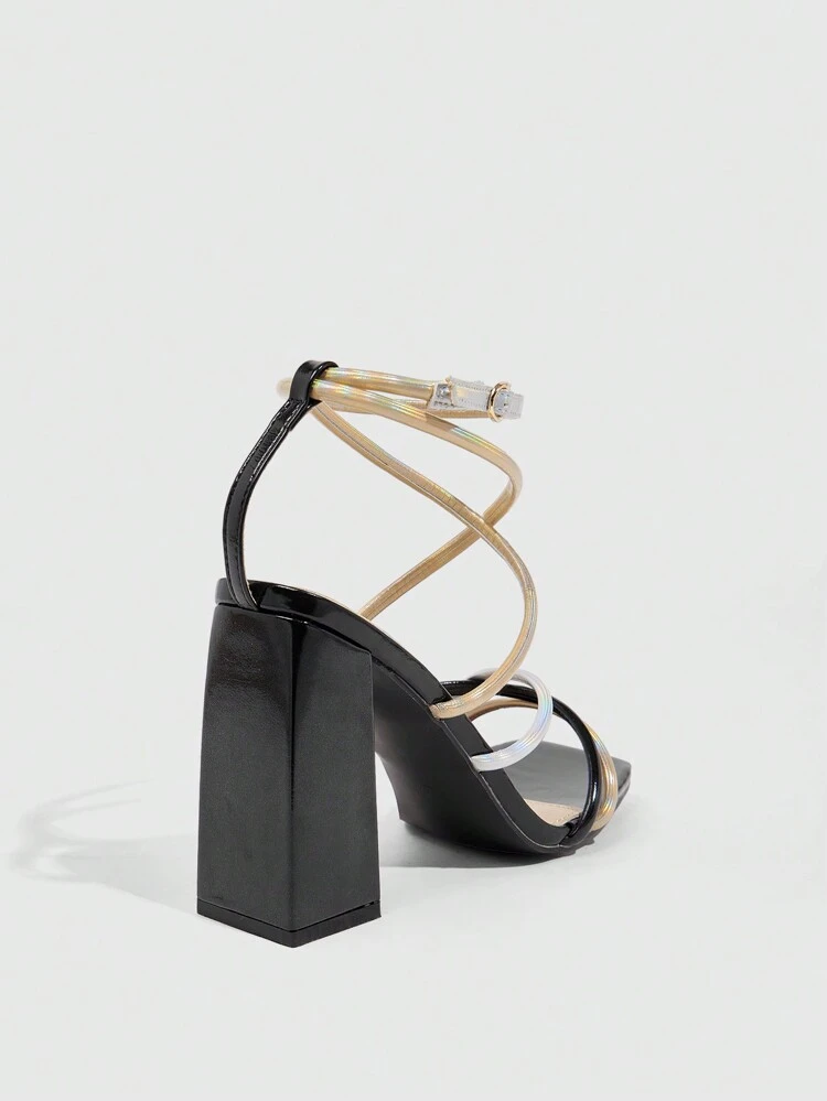 CUCCOO SZL Fashionable Colorful Strappy Ankle Strap Square Toe Chunky High Heel Sandals, Suitable For Commute, Date, Party, Holiday, Fashion Events Spring Shoes Spring Break Easter Prom Heels