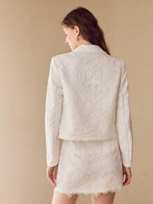 MOTF STRUCTURED GUIPURE LACE BLAZER - White - View 6