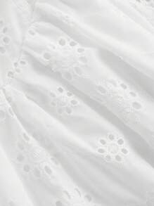 SHEIN MOD V 领系带前白色田园优雅白色连衣裙、茶会连衣裙、早午餐连衣裙、度假连衣裙、波西米亚连衣裙、情人节连衣裙、女士生日连衣裙 - 白色 - 查看 7