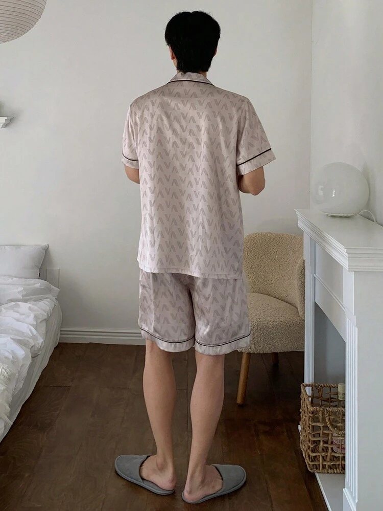 Floral Print Shirt + Men Summer Casual Wear Home Set Pajama