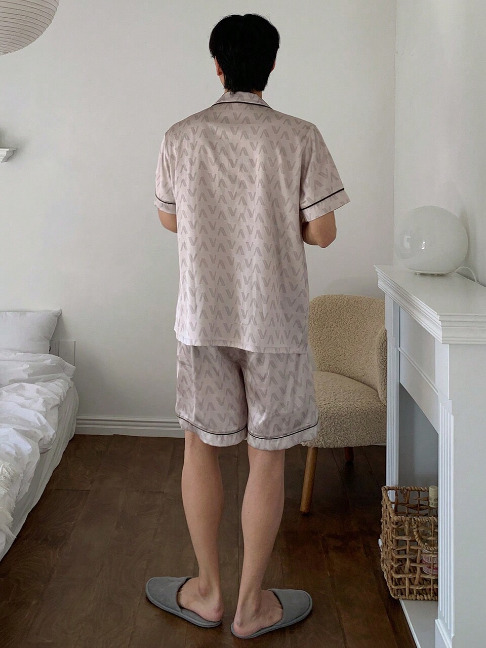 Floral Print Shirt + Men Summer Casual Wear Home Set Pajama