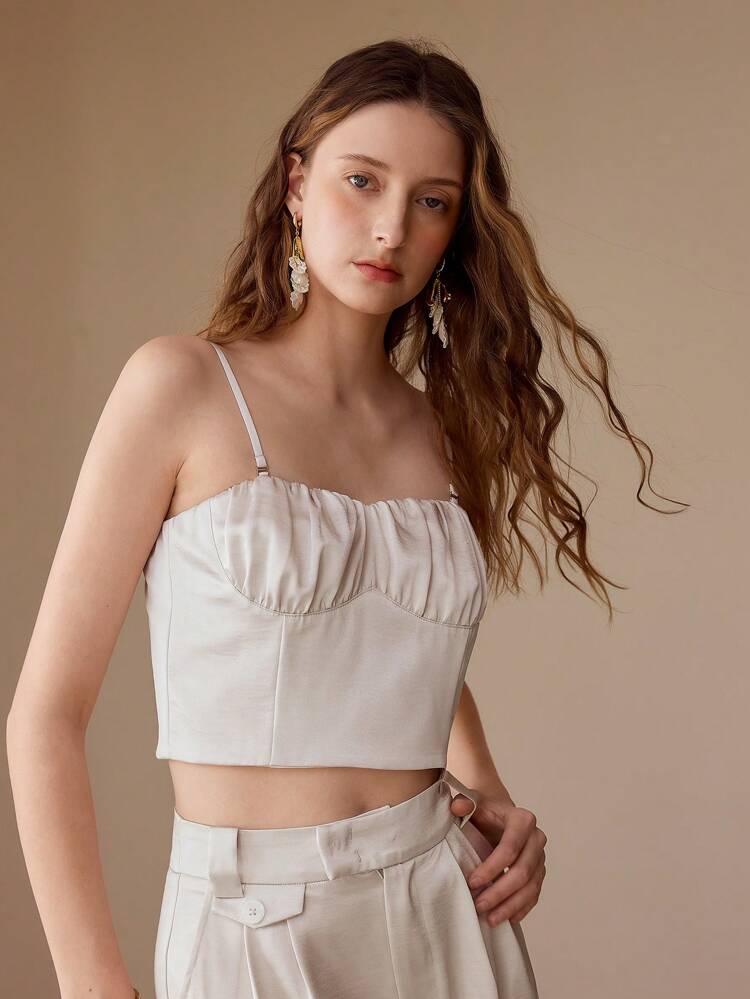 SATIN RUCHED BUST CAMI TOP