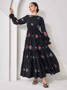 Veilorie 女士阿拉伯风格简约休闲日常连衣裙 - 彩色 - 查看 4