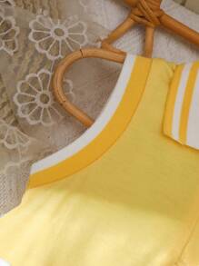 2 件套女婴春夏休闲风格蝴蝶刺绣无袖连衣裙和斜挎包 - 黃色 - 查看 7