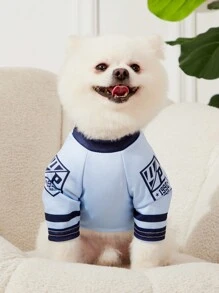 PETSIN 1pc Pet Dog Cat Blue #32 LA Number & Letter Print Jersey, Fashionable Casual Breathable & Soft Dog Shirt