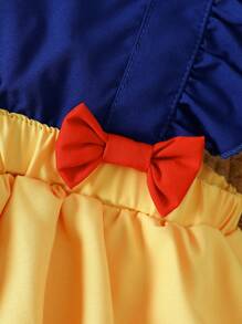 Baby Girl Cute Contrast Color Ruffle Bow Dress