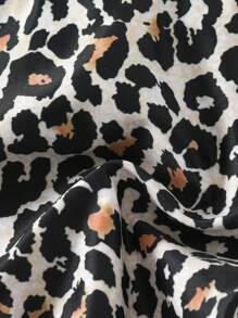 SHEIN Teen Girl Leopard Print Spaghetti Strap Cropped Tankini Swimwear Set, Summer Holiday - Brown - View 7