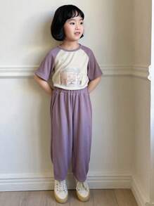 DAZY 2pcs/Set Young Girls Fall Clothing Set - Purple - View 6