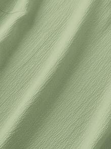 Rometta Plus Size Women Solid Color Frill Cuff Loose Blouse - Green - View 4