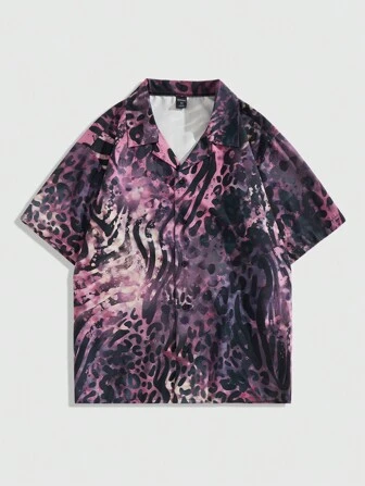 Street Life Camisa casual holgada para hombre con estampado de rayas de cebra para vacaciones
