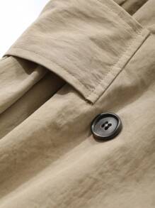 Dazy-Less Đầm suông màu trơn bó eo đơn giản cổ chữ V phong cách công sở, dài đến bắp chân cho nữ, váy suông - xanh quân đội - Xem 8