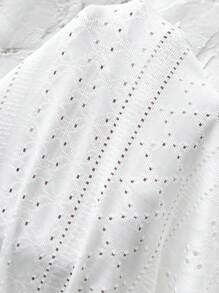 SHEIN LUNE 女士镂空提花纹理抹胸褶皱衬衫，休闲优雅街头服饰 - 白色 - 查看 8