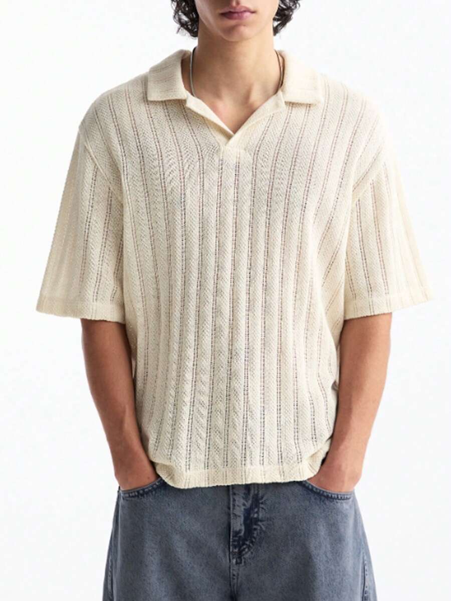 Men's Casual Solid Color Short Sleeve Knit Top