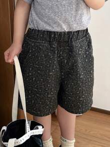 DAZY Young Boy Casual Leopard Print Denim Shorts - Grey - View 6