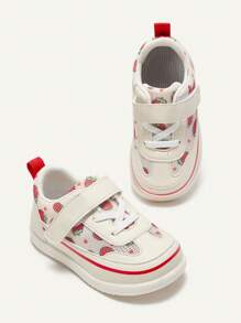 Cozy Pixies 4 Seasons Versatile Casual Mesh Strawberry Pattern Cute Soft Bottom Sport Sneakers For Toddler Girls - Beige - View 4