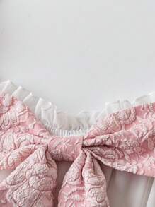 Sweetra Color Blocking Elegant Romantic Long Sleeve Chiffon Dress - Pink - View 3