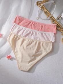 3 piezas de bragas de algodón con lindo estampado floral para niñas preadolescentes, en rosa y tonos de piel
