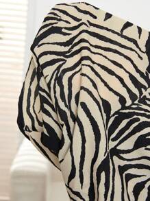 EMERY ROSE 2 件套女士斑马印花短袖上衣和纯色裤子 - 彩色 - 查看 7