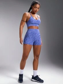 Powerista Bộ đồ thể thao tập luyện cho nữ, áo và quần short tối giản có dây đeo mảnh - Màu tím - Xem 3