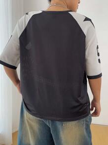 POPSWAY T-shirt d'été décontracté à manches courtes avec lettres et chiffres perforés pour femmes en grande taille - Multicolore - Voir 2