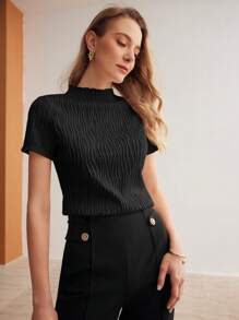 MOTF PREMIUM TEXTURED LETTUCE TRIM TOP - Black - View 3