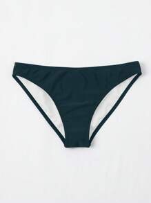 SHEIN Swim Women's Solid Color Basic Bikini Bottom, Casual Vacation, For Summer Beach - Green - View 3