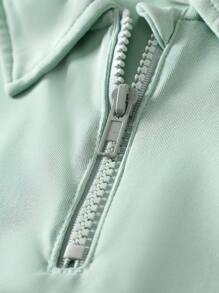 SHEIN Light Green Textured Young Boy Loose POLO Shirt - Green - View 7