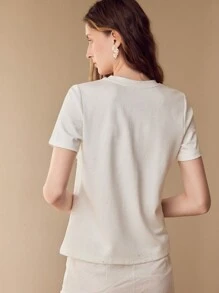 MOTF Blumen Patch Kurzarm T-Shirt