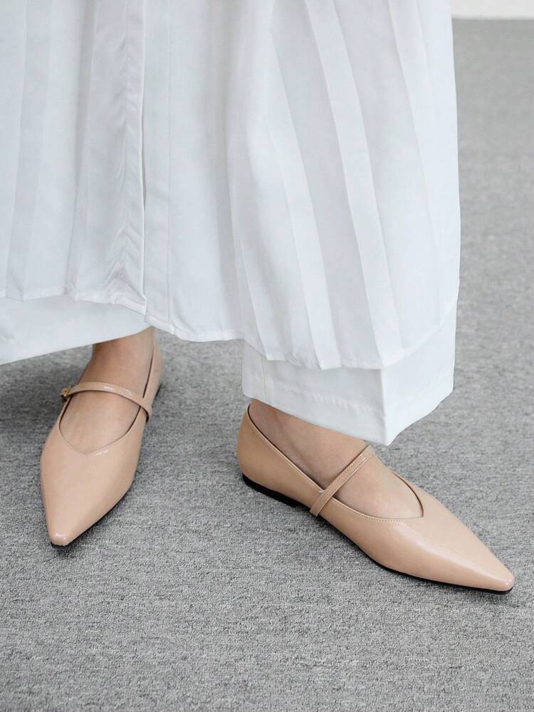CUCCOO BIZCHIC Women's Comfortable Fashion Glossy Pink Pointed Toe Flats Spring Break Easter