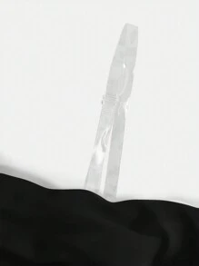 SHEIN Girlism 少女优雅露肩褶皱网眼紧身连衣裙、派对连衣裙 - 黑色 - 查看 3