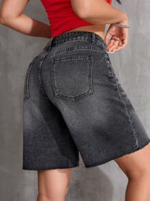 SHEIN EZwear Short en jean délavé et ample pour femmes