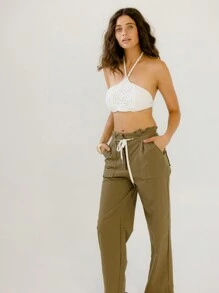 Aralina Delicate Rosette Halter Knit Bandeau Top