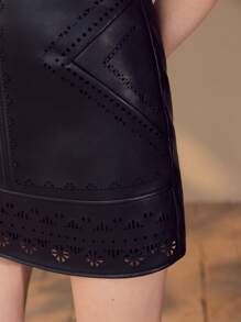 MOTF PREMIUM HOLLOW OUT A LINE SKIRT,SPRING/SUMMER - Black - View 2