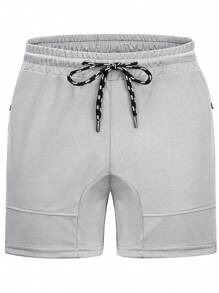 Manfinity Sport PWRUP Men's Light Grey Fabric Athletic Shorts: Breathable, Quick-Drying, And Zippered Pockets For Secure Storage During Workouts - Light Grey - View 3