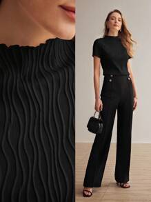 MOTF PREMIUM TEXTURED LETTUCE TRIM TOP - Black - View 9