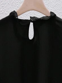 SHEIN Clasi Plus Size Casual Embroidery Patch Long Sleeve Black Blouse Fall Cloth For Women - Black - View 3