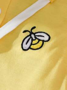 2 件套女婴春夏休闲风格蝴蝶刺绣无袖连衣裙和斜挎包 - 黃色 - 查看 6