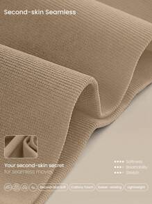 GLOWMODE Seamless Fitted Long Sleeve Crop Tee With Lace-Up Back Light Support Low Impact Yoga Daily Spring Summer - Camel - View 5