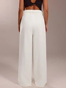 SHEIN Forever 21 Wiosna i lato Kobiety Romantyczne/Prom/Formalne/Urodziny/Ubrania z lat 90./Biznesowe, swobodne damskie/Eleganckie/Stroje zachodnie/Wyjścia/Moda/Swobodne/Ubrania Y2k/Klub/Biuro/Koktajlowe/Vintage/Obcisłe/Stroje rave Festiwal/Zabawne/Eleganckie/Stare pieniądze/Streetwear/Stroje wakacyjne/Stroje na koncert country/Ubrania robocze/Skromne/Wiosenna przerwa/Stroje na wieczór panieński/Koncert/Baddie/Podstawowe/Niski stan/Luźne/Proste nogawki/Szerokie nogawki/Dysymetryczne białe spodnie
