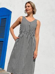 EMERY ROSE 女士休闲格子无袖中长度假连衣裙 - 彩色 - 查看 5