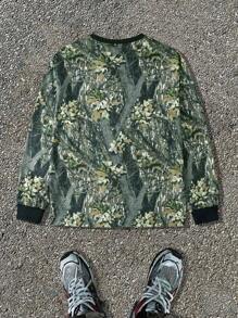 SHEIN Manfinity Dauomo Men's Casual Camouflage Print Crew Neck Sweatshirt - Army Green - View 2